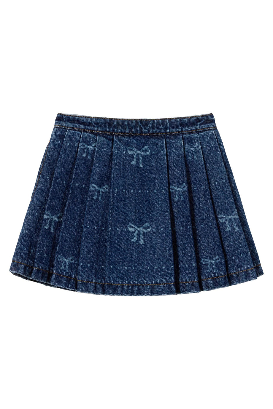 Çocuklar için Denim Fiyonk Desenli Etek