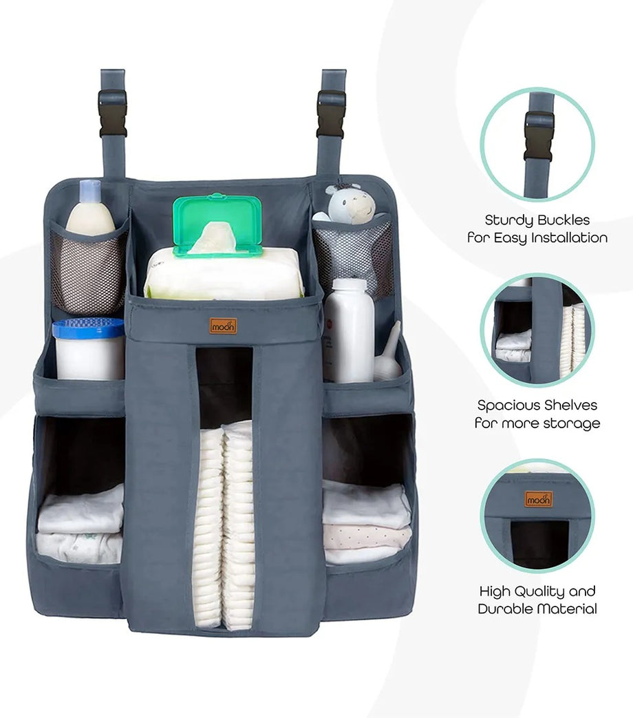 Açık Gri Crib Organizer 6 Gözlü Yıkanabilir Karyola Düzenleyici