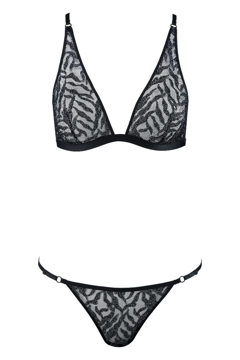 Moonlight Shadow Seksi İç Çamaşırı Seti, Broderili Bralette ve Mini Kalp Kesim Külot