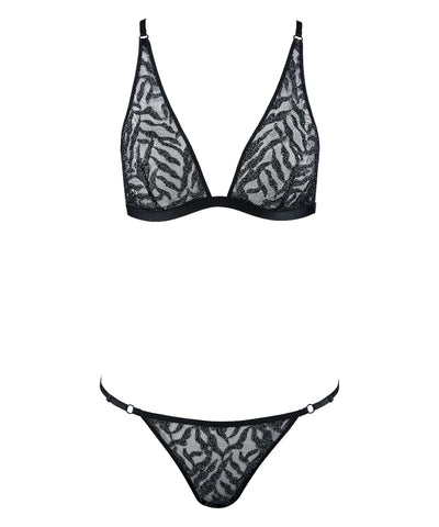 Moonlight Shadow Seksi İç Çamaşırı Seti, Broderili Bralette ve Mini Kalp Kesim Külot