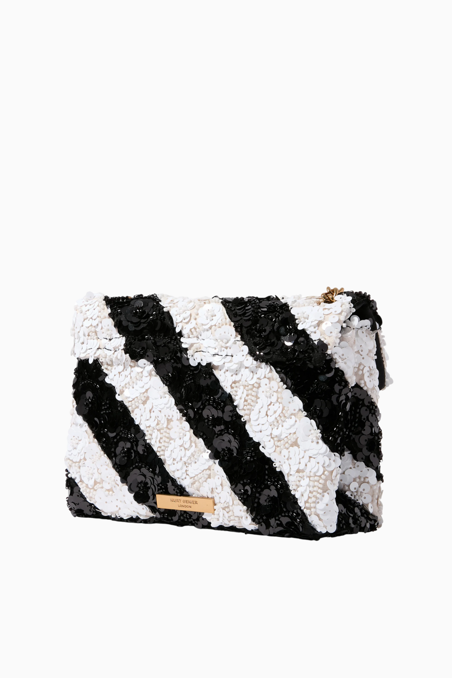 Sequins Medium Kensington Bag, Lüks Payetli ve Deri Çanta