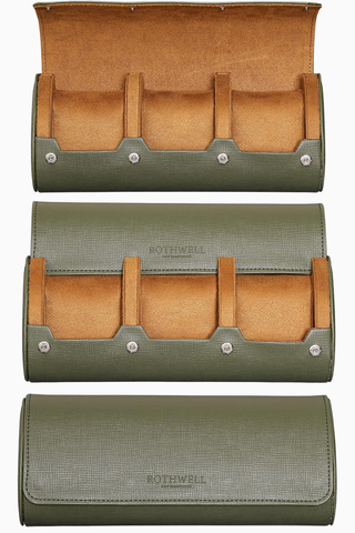 3 Saatlik Watch Roll, Deri Seyahat Rulosu, Koruyucu Bölmeli Tasarım