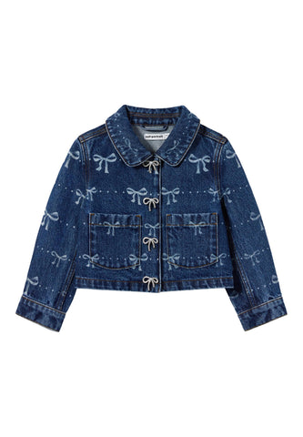 Çocuklar İçin Denim Kuşak Desenli Ceket