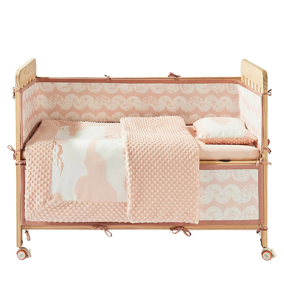 Moon Ship Pembe L Boy 4 Parça Bebek Nevresim Takımı, 100x135 cm / 60x40 cm