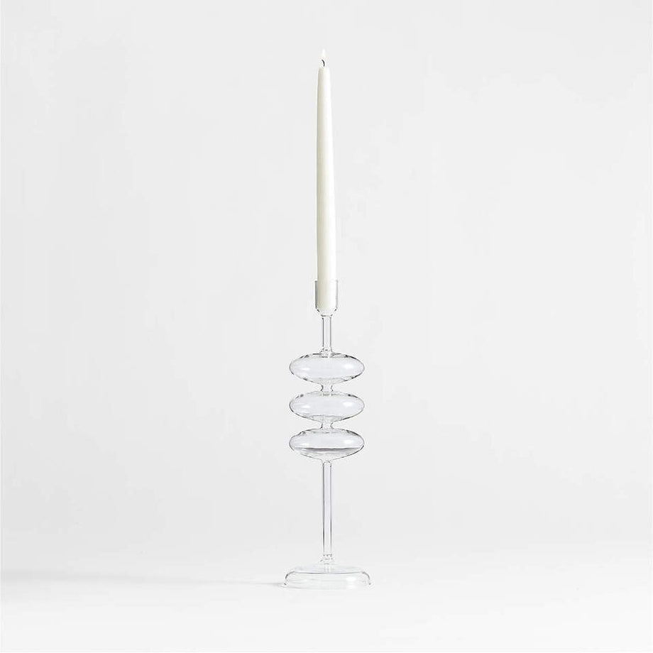 Venezia Büyük Şeffaf Cam Konik Mumluk