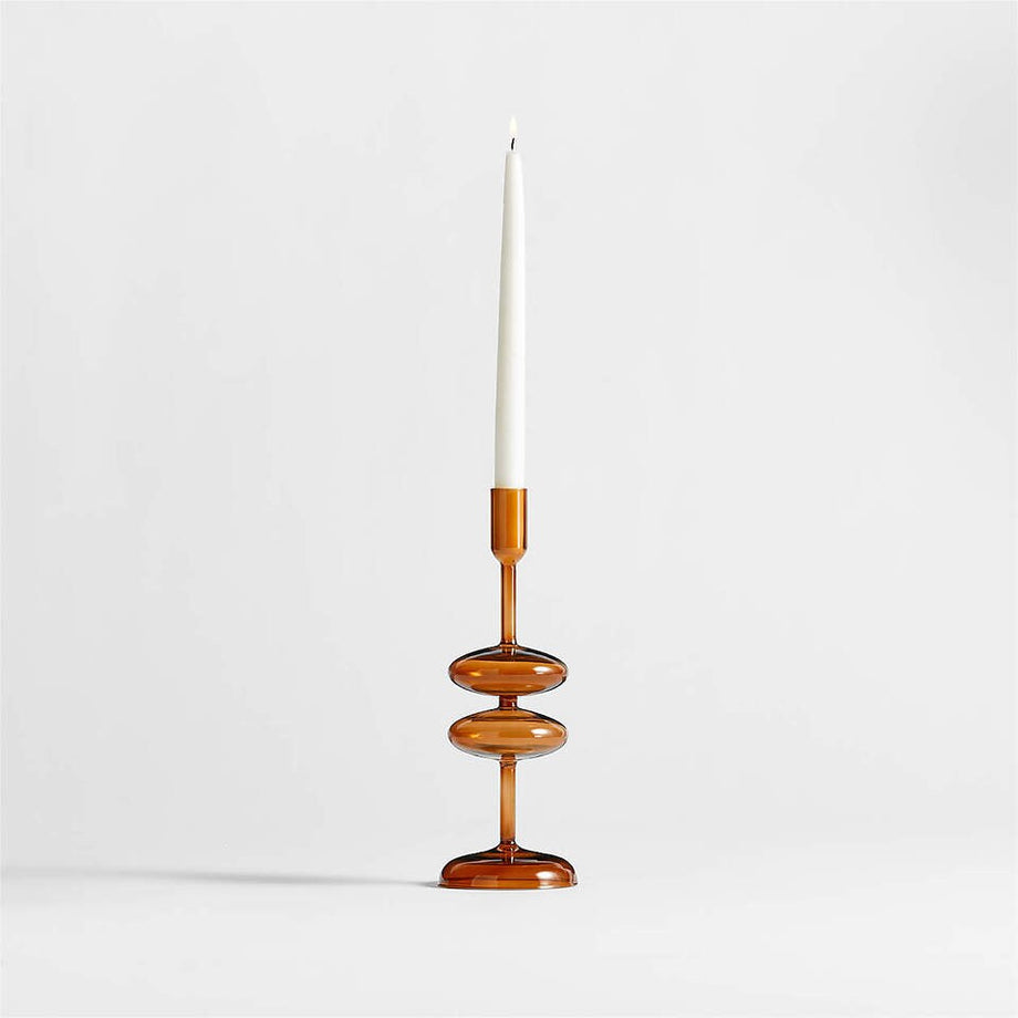 Venezia Orta Amber Kahverengi Cam Konik Mumluk