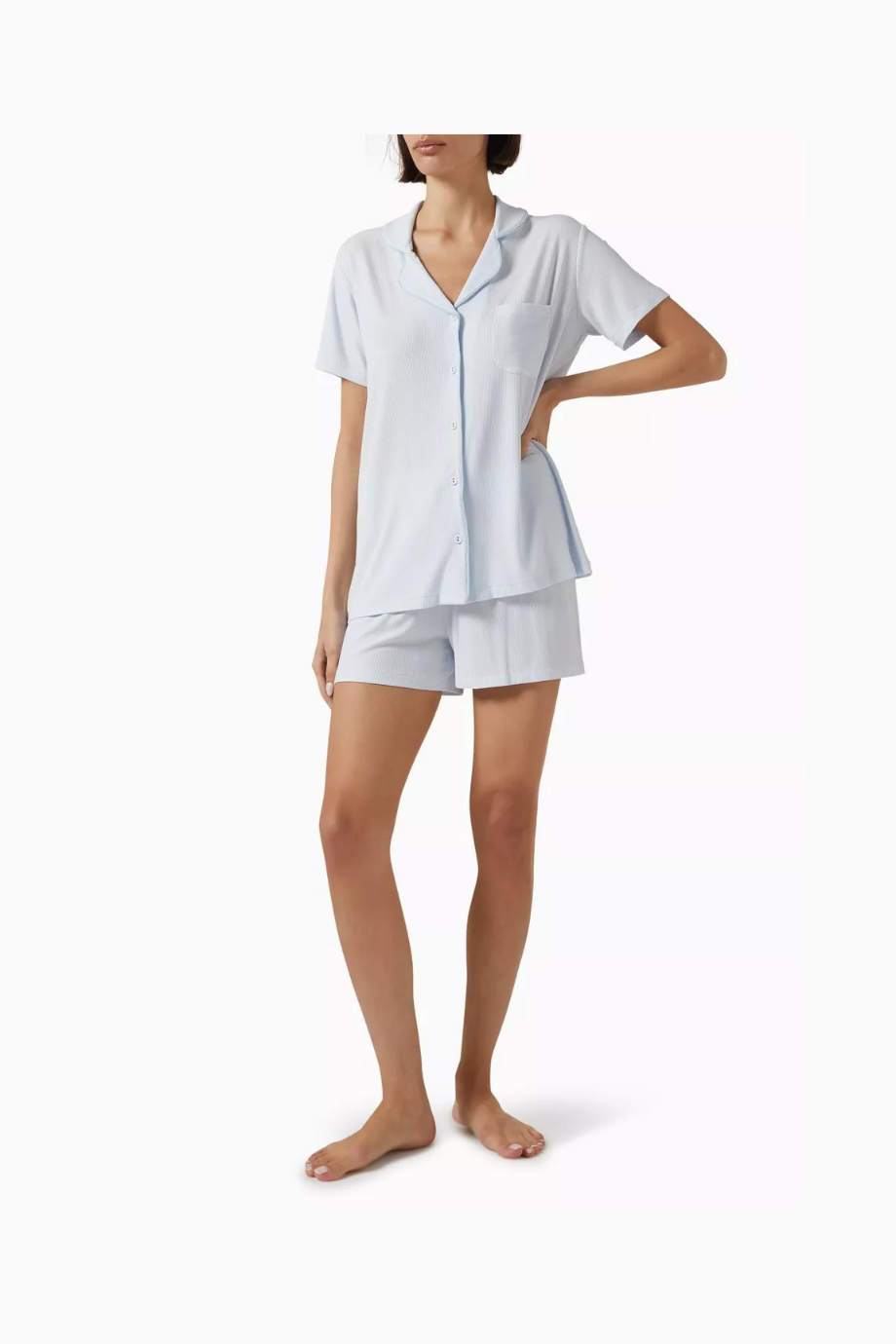 Rib Modal Kısa Kollu Şortlu Pijama Takımı Soft Lounge Premium