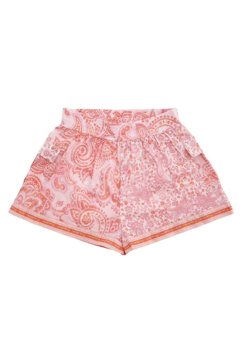 Şık ve Rahat Kız Çocuk Ottie Cep Şort - Pembe Paisley