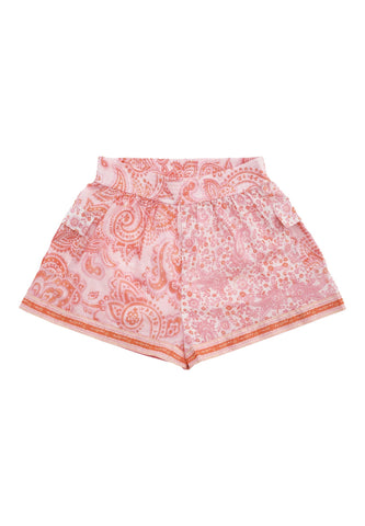 Şık ve Rahat Kız Çocuk Ottie Cep Şort - Pembe Paisley