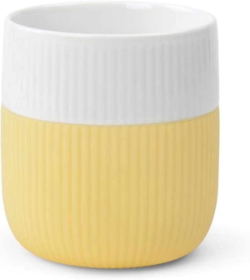 Fluted Contrast Porselen Kupa 33 cl Sarı Beyaz