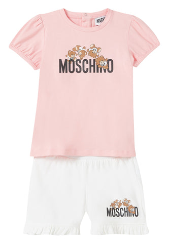 Çocuk Logo T-Shirt ve Şort Takımı - Açık/Pastel Pembe