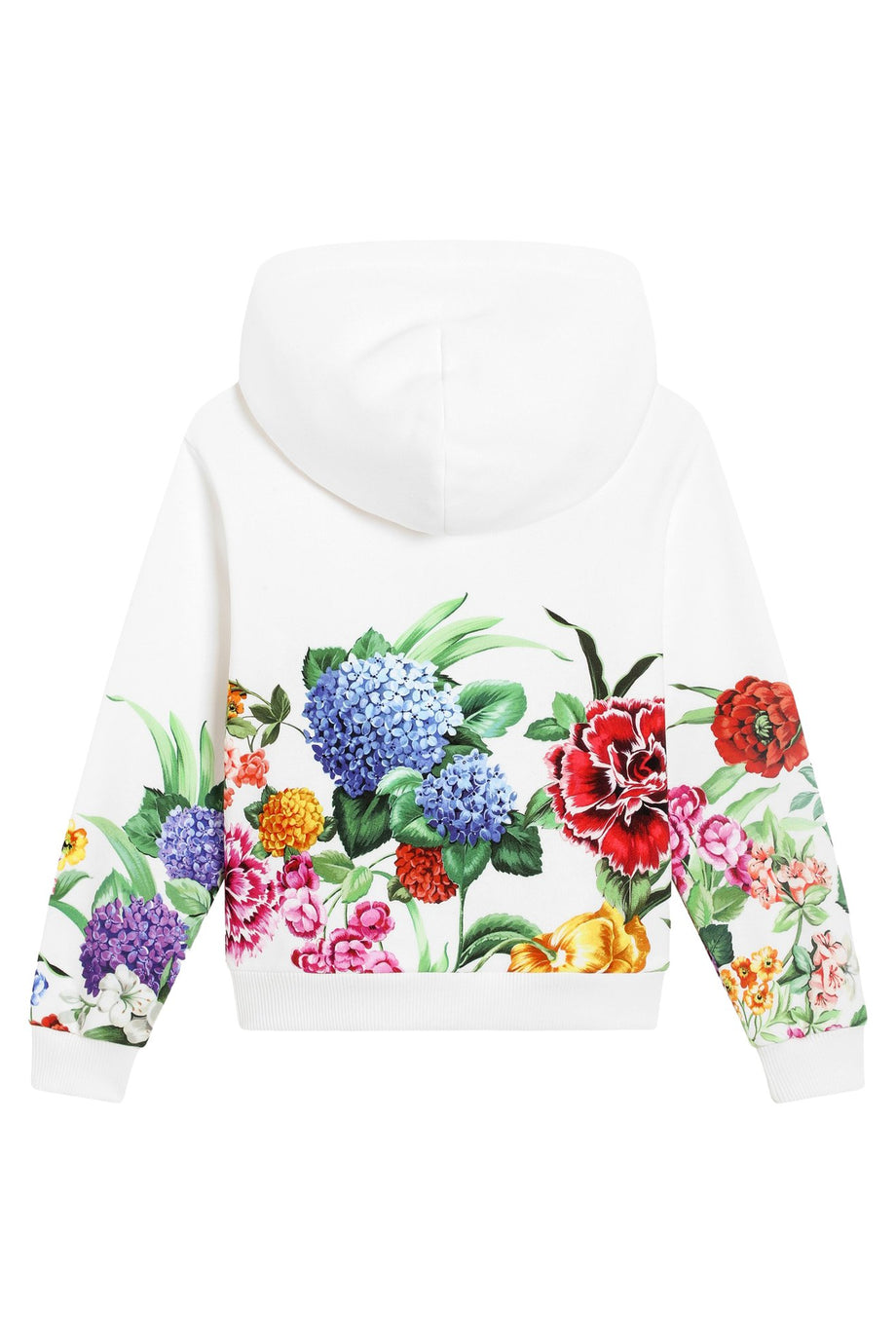 Çocuklar için Çiçek Desenli Fermuarlı Kapşonlu Üst - Çok Renkli