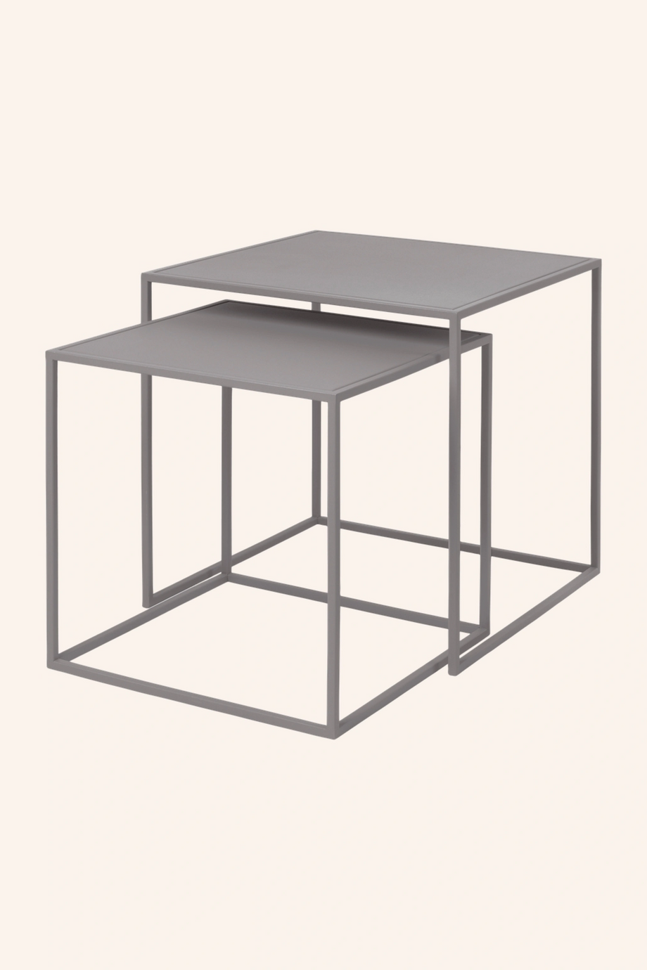 FERA 2’li Sehpa Seti 40x40 cm Mat Gri Çelik Modern İç Mekan Kare Tasarım