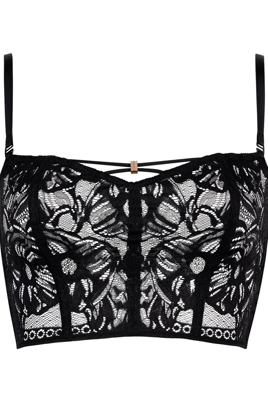 Love Soul Dantel Bustier Çiçek Desenli Transparan Efektli Çıkarılabilir Askılı Büstiyer