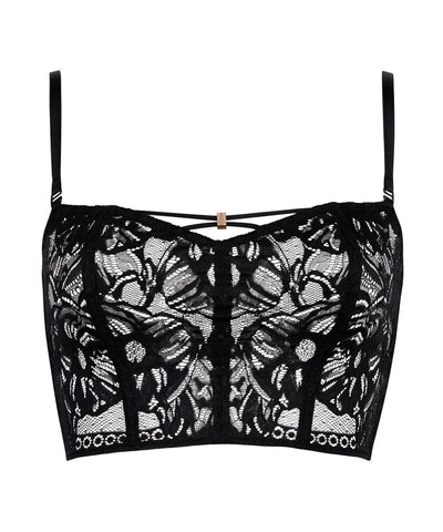 Love Soul Dantel Bustier Çiçek Desenli Transparan Efektli Çıkarılabilir Askılı Büstiyer