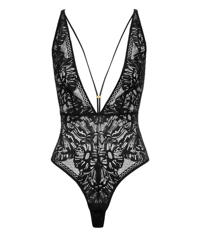 Love Soul Dantelli Şeffaf Body, GRS Sertifikalı, Çiçek Dantel, Derin Dekolte, İnce Kurdele Detaylı