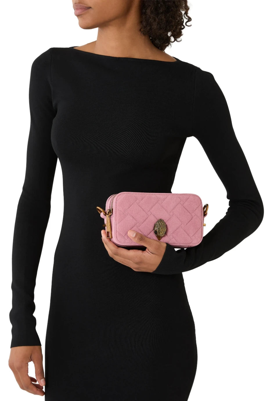 Kensington Small Camera Süet Lüks Tasarım Pembe Kadın Omuz Çantası