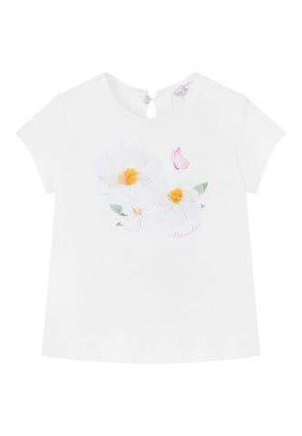 Çocuklar için Pamuklu Çiçekli T-Shirt