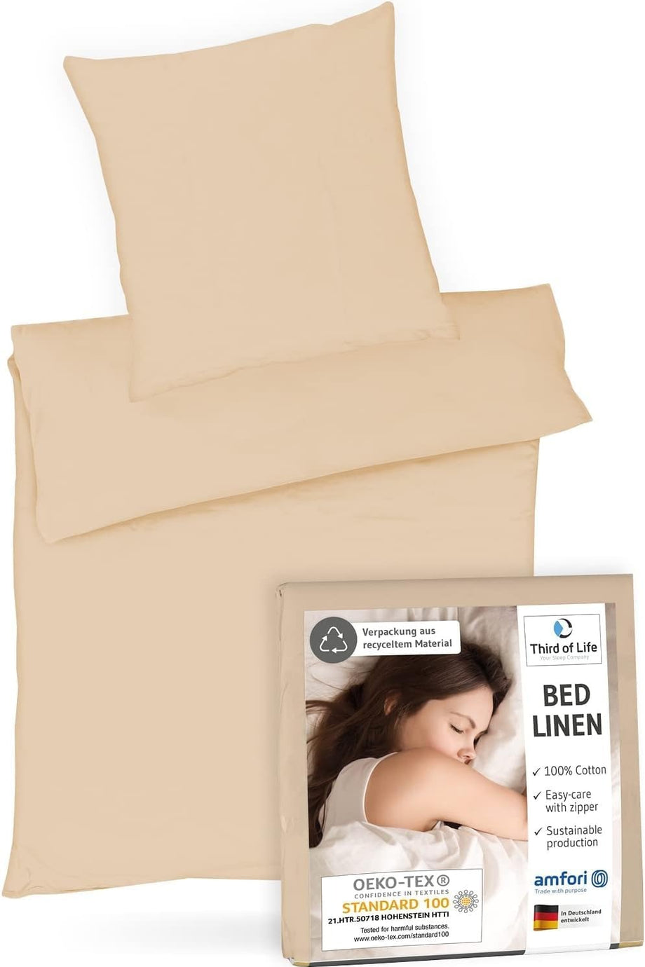 135x200 cm Yatak Örtüsü Seti, %100 Pamuk, Oeko-Tex Sertifikalı, Yumuşak ve Kabaran, Alman Tasarımı