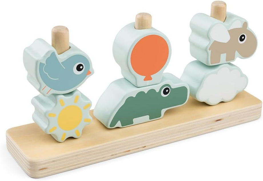 Happy Clouds Ahşap Montessori Dizme Oyuncağı 1+ Yaş Eğitici Motor Aktivite