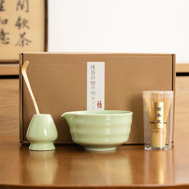 Matcha Seti, Japon Çay Seti, Bambu Çırpıcı, Seramik Kase