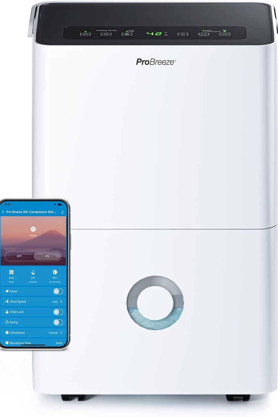 30L/Gün Akıllı Nem Alma Cihazı Wi-Fi, Uygulama, Sürekli Tahliye ve Çocuk Kilidi