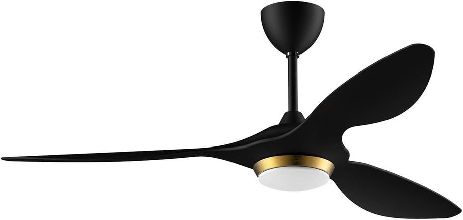 132 cm Siyah Altın Akıllı LED Tavan Vantilatörü Sessiz 6 Hızlı, Lüks Modern Tasarım
