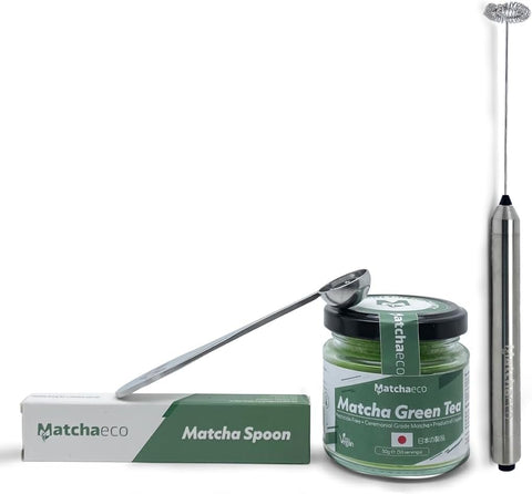 Modern Matcha Başlangıç Seti, 50g Törensel Japon Matcha, Elektrikli Çırpıcı & Kaşık Dahil