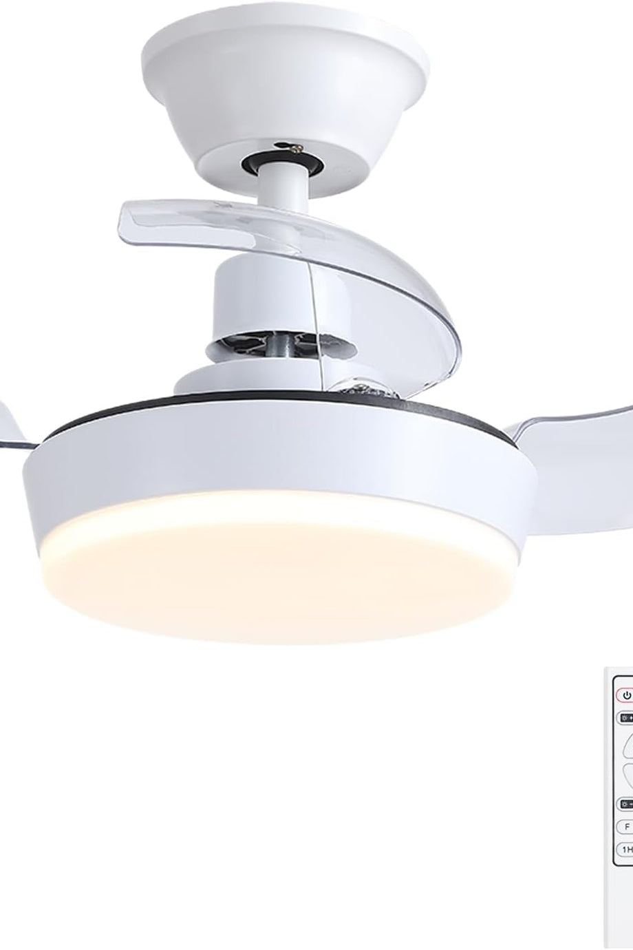 60 cm Işıklı Deckenventilator, Uzaktan Kumandalı, 3 Kanatlı, Beyaz