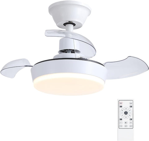 60 cm Işıklı Deckenventilator, Uzaktan Kumandalı, 3 Kanatlı, Beyaz