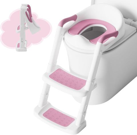 Çocuk Klozet Adaptörü Merdivenli, PU Pedli, Kaymaz, 1-7 Yaş, 38-47 cm Uyumlu