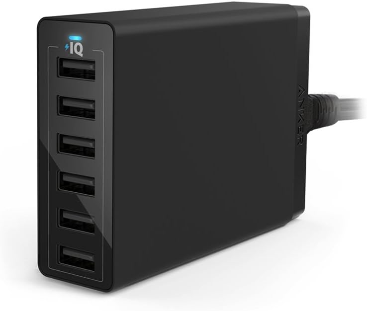 60W 6 USB Portlu Masaüstü Şarj Cihazı, PowerIQ Teknolojili Hızlı Şarj