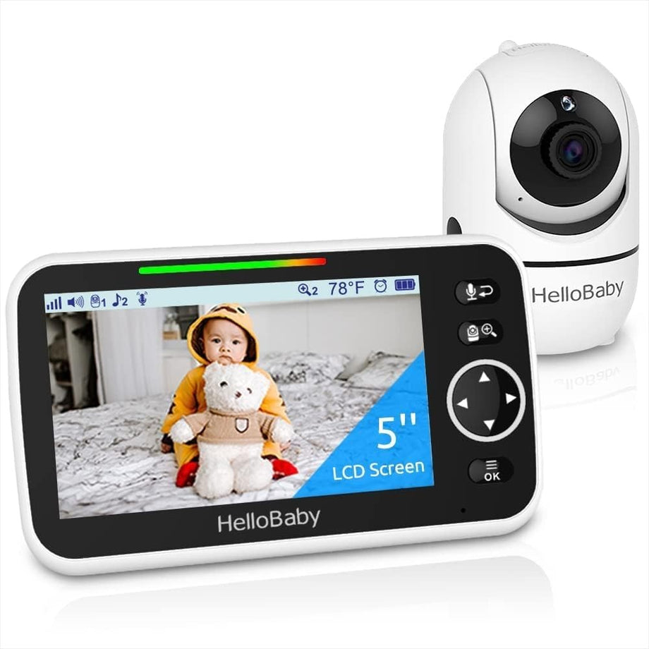 Video Bebek Monitörü, 5 İnç Split Ekran, 30 Saat Pil Ömrü, 355° Pan-Tilt-Zoom, Gece Görüşü