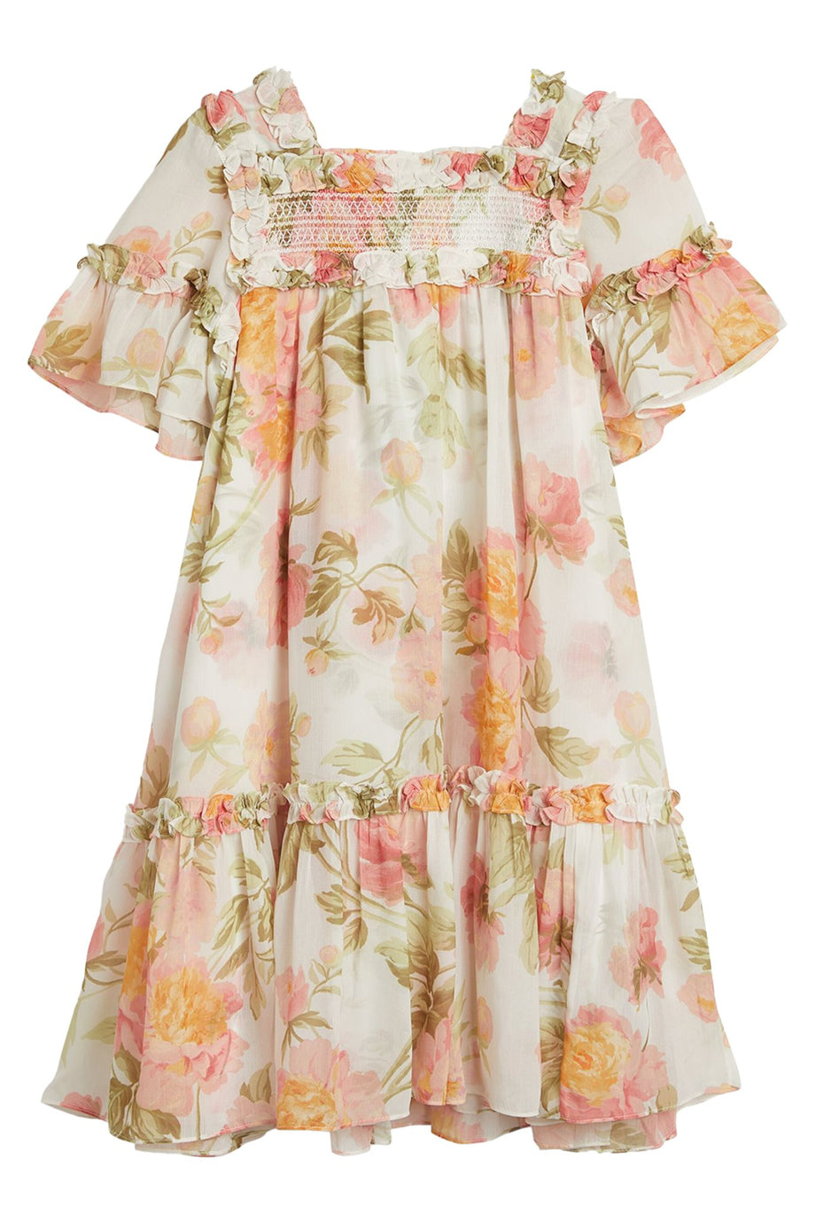 Çocuk Peony Promise Çiçekli Bella Elbise - Şifon