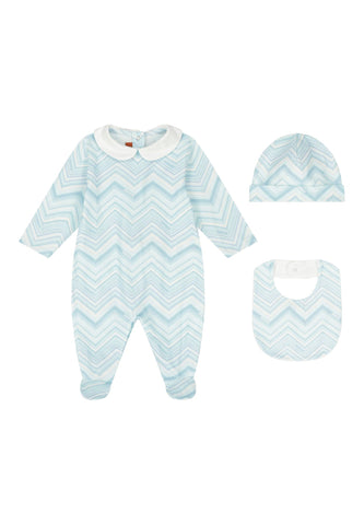 Zigzag Logolu Bebek Hediye Seti - Açık/Pastel Mavi