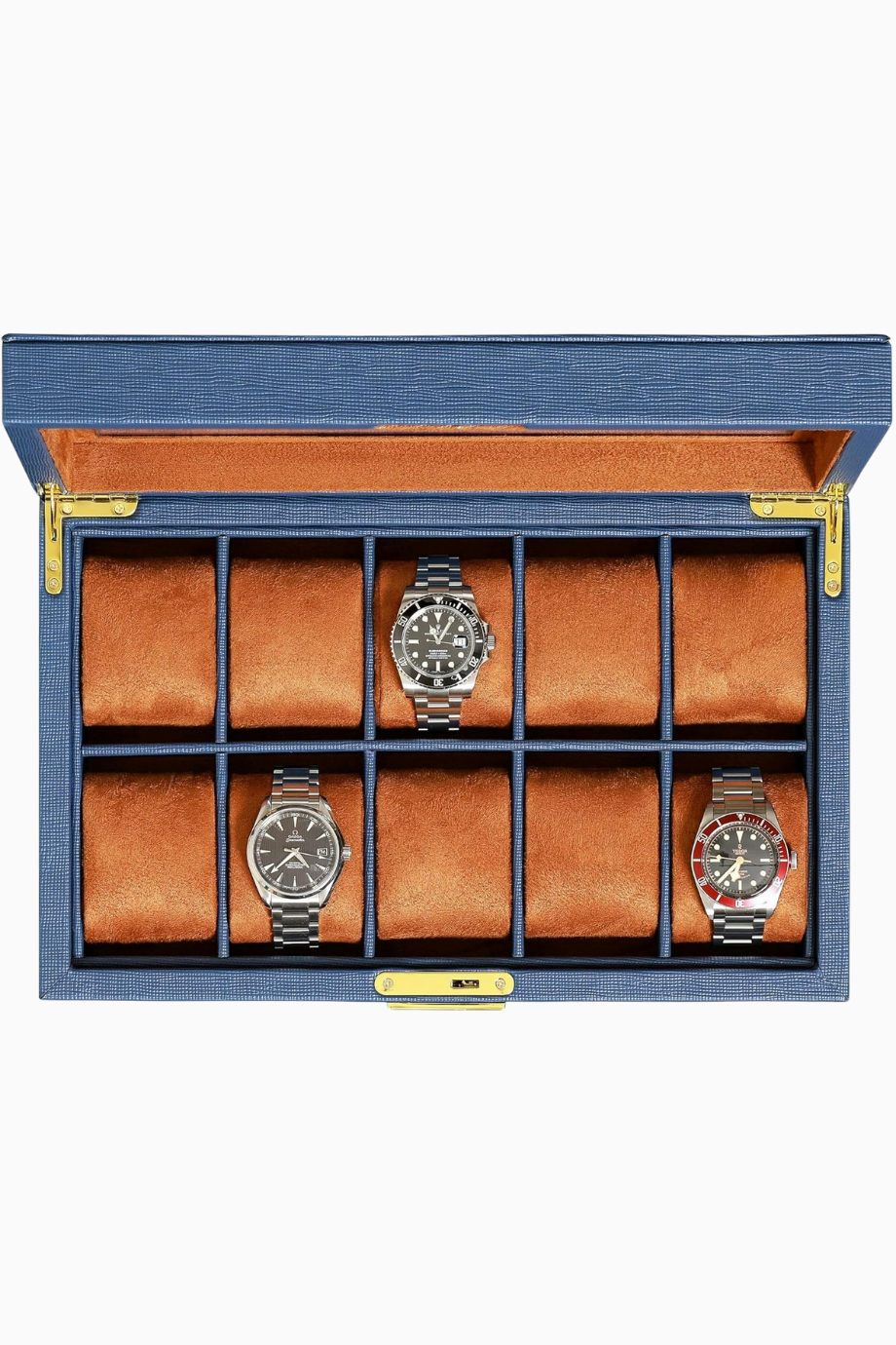 10 Yuvalı Lüks Saat Kutusu, Lüks Deri, Cam Kapaklı Saat Düzenleyici