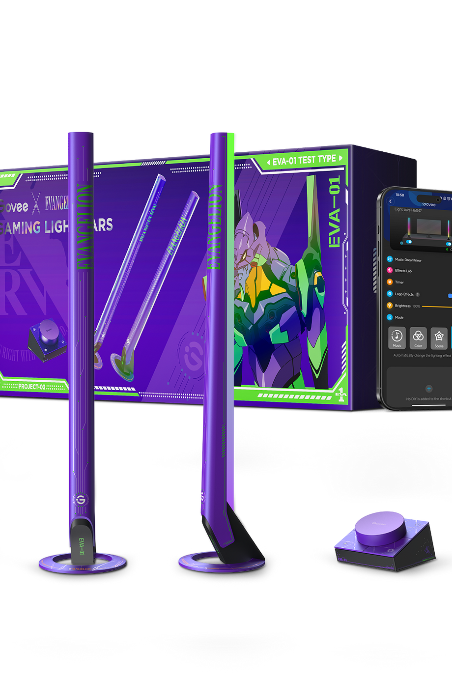 EVANGELION Oyun Lightbar, RGBIC Wi-Fi Akıllı Işık Çubuğu, 62 Sahne Modu