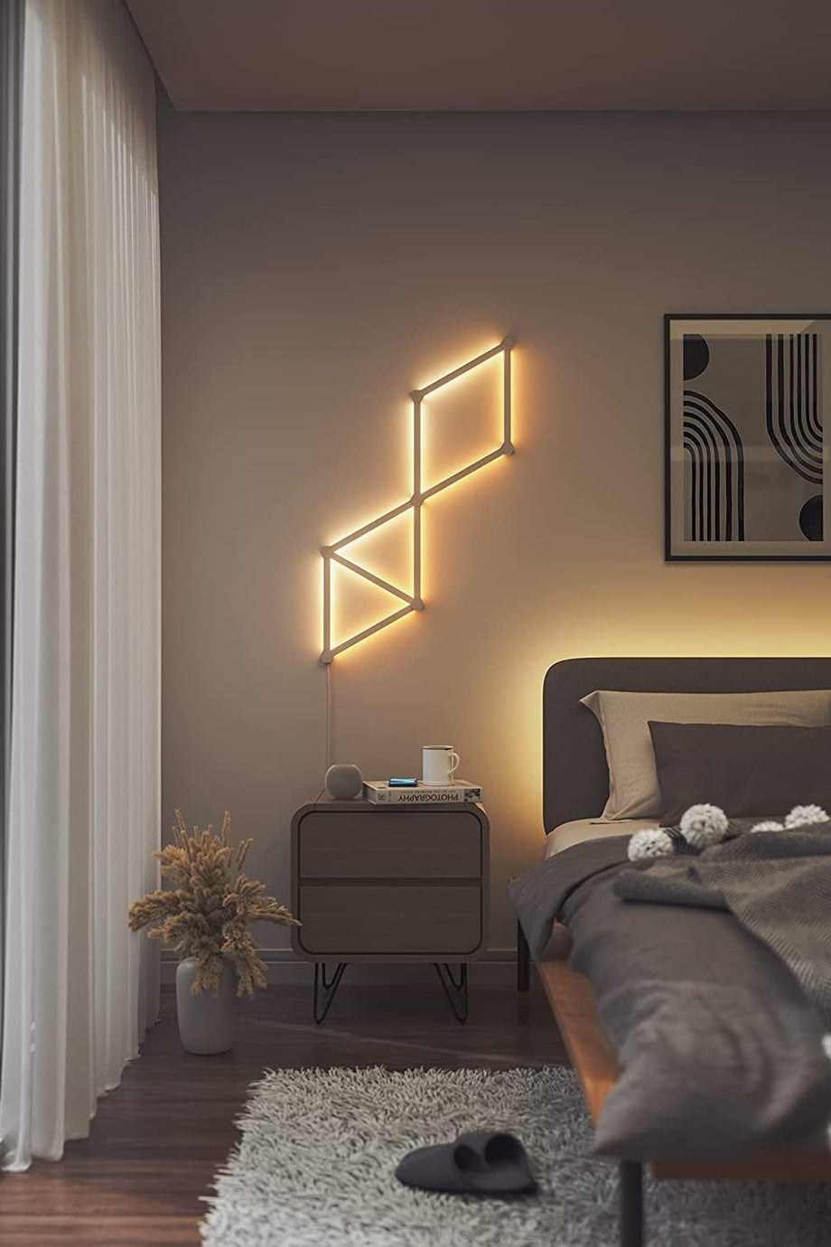 Lines 60° Başlangıç Kiti, 9 RGBW LED Akıllı Işık Çubuğu, Müzik & Ekran Senkronizasyonlu