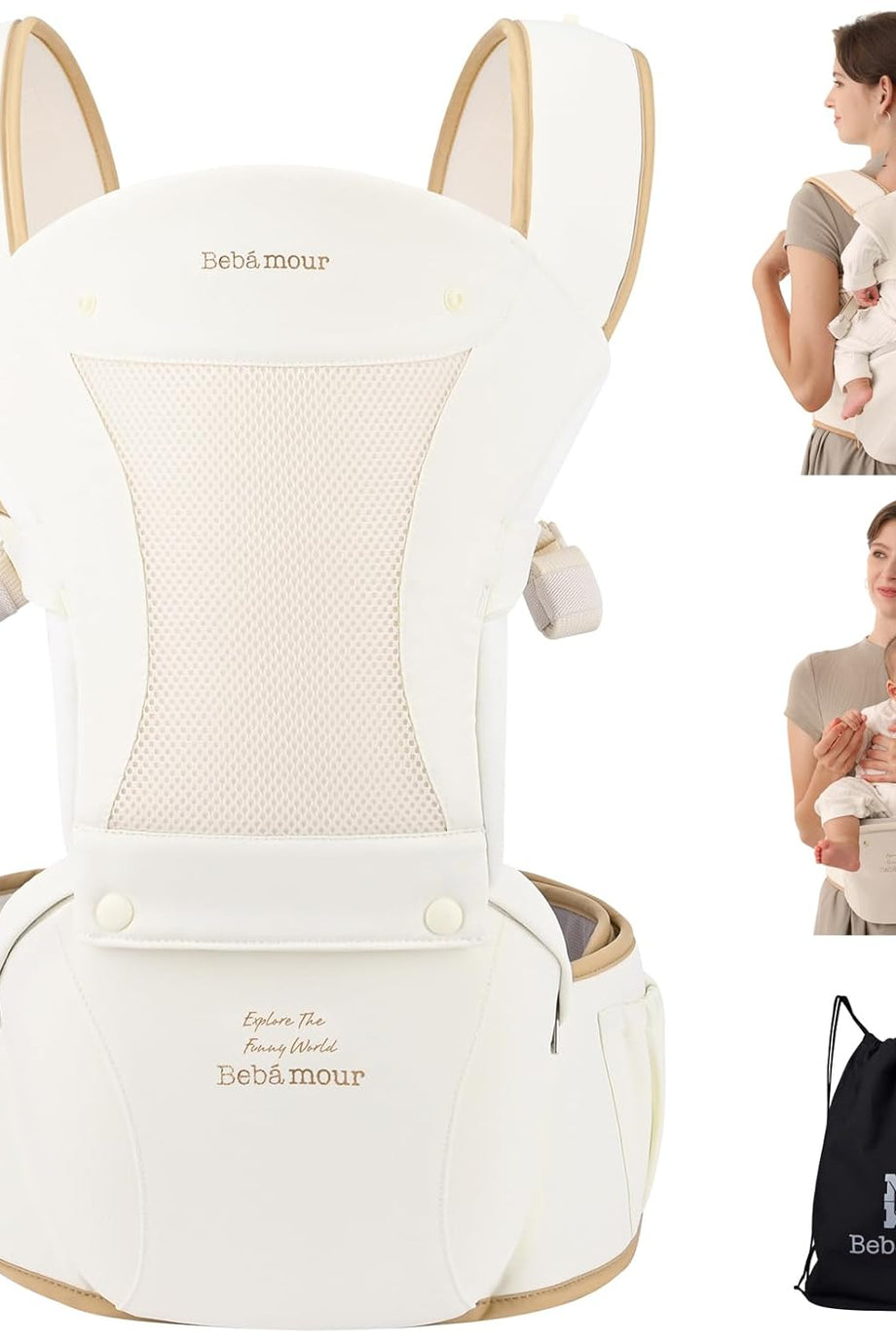 6'sı 1 Arada Ergonomik Bebek Taşıyıcı, 3D Air Mesh, 0-36 Ay
