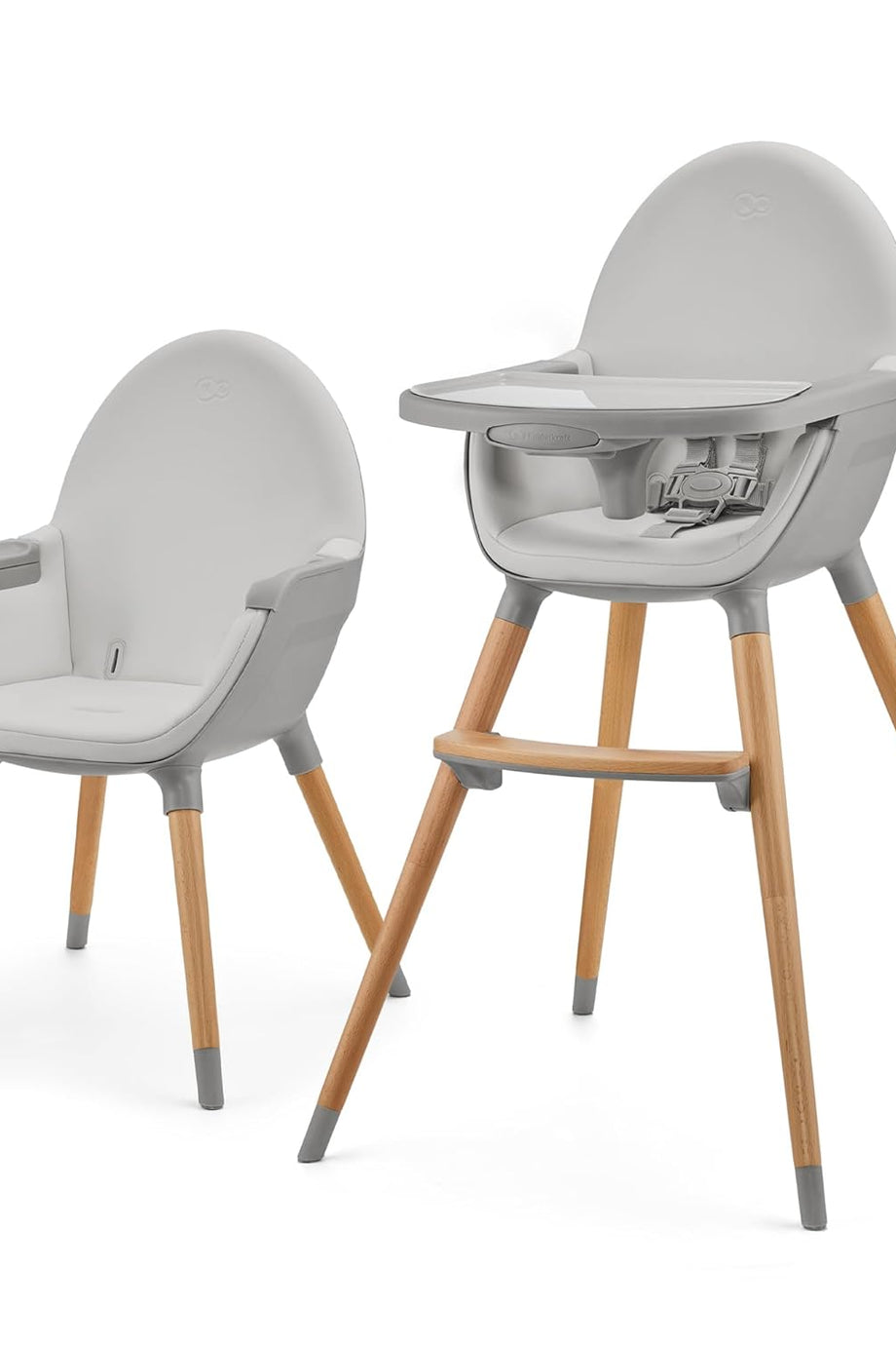 FINI2 2'si 1 Arada Yüksek Sandalye, Ahşap Bacaklı, 6 Aydan 5 Yaşa Kadar, 5 Noktalı Kayışlar