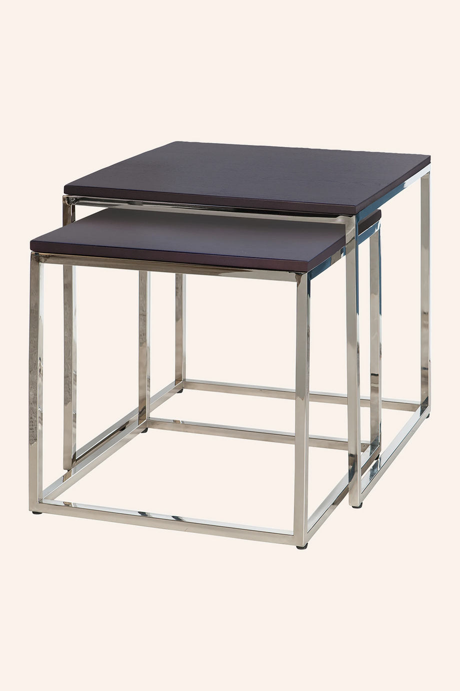 NOVO 2li Yan Sehpa Seti 46 cm Eik Kaplama Çelik Gövde Modern İç Mekan Tasarımı