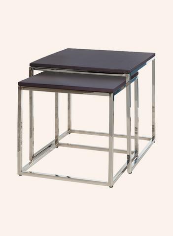 NOVO 2li Yan Sehpa Seti 46 cm Eik Kaplama Çelik Gövde Modern İç Mekan Tasarımı