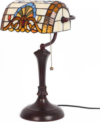 Tiffany Tarzı Barok El Yapımı Vitray Masa Lambası 10 Inc Abajur, 17 Inc Yükseklik