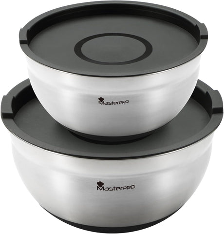 Foodies Collection 4'lü Renkli Paslanmaz Çelik Karıştırma Kasesi SetiÖlçü Skalası ve Kapaklı