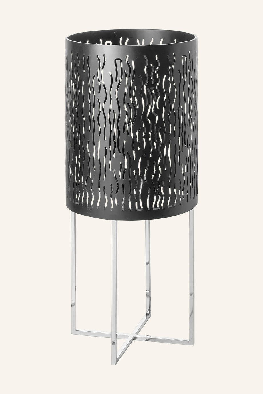 Windlicht BACCUS El Yapımı Dekoratif Fener, 82 cm, Siyah & Parlak Çelik