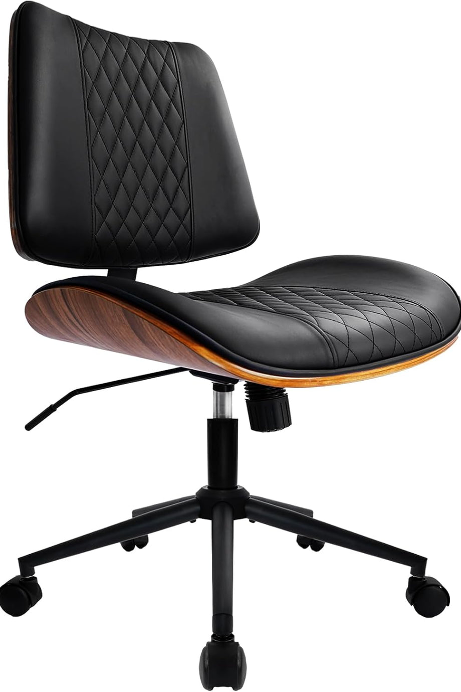 Ayarlanabilir Deri Ofis Sandalyesi, Kolçaksız ve Modern Tasarım