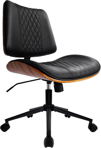 Ayarlanabilir Deri Ofis Sandalyesi, Kolçaksız ve Modern Tasarım