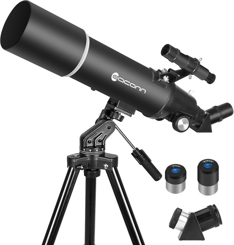 80mm Astronomi Teleskobu, Seyahat Tipi Refraktör, Yetişkin ve Yeni Başlayanlara Uygun