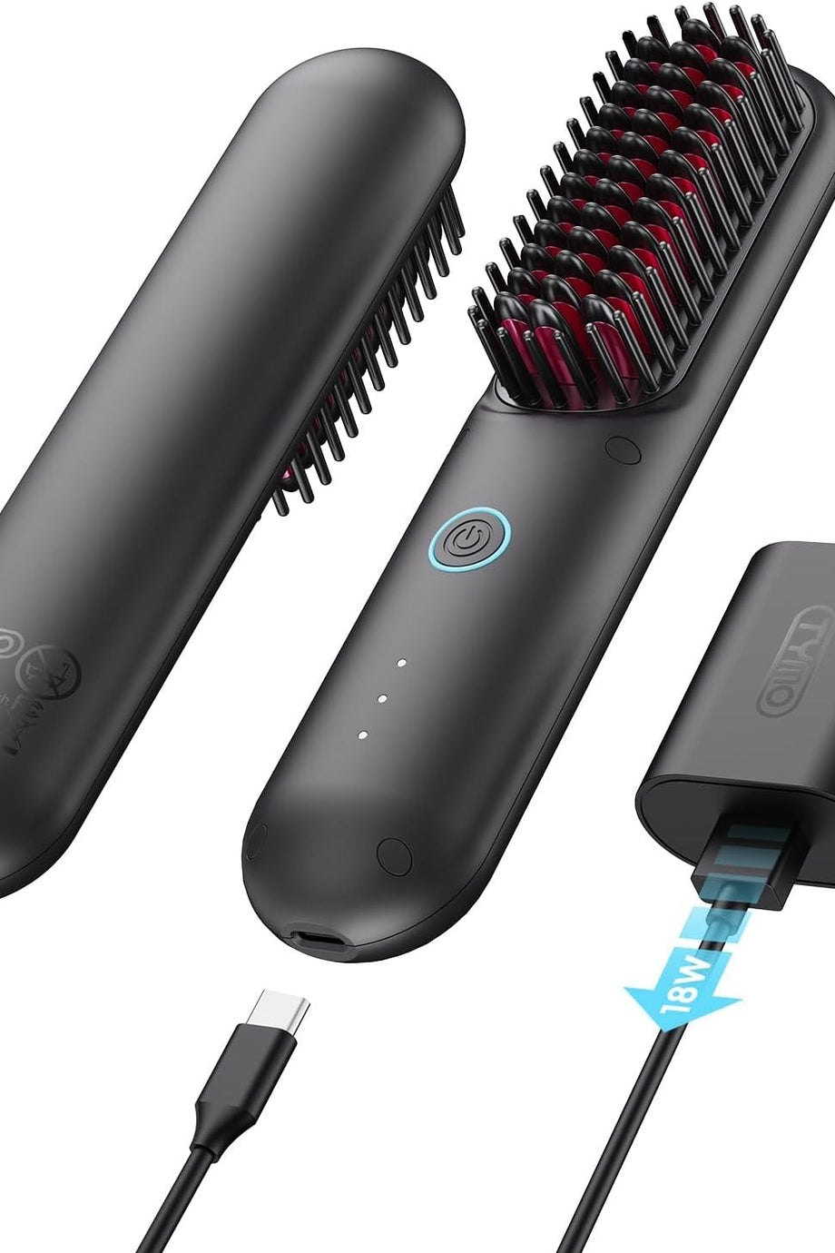 PORTA Kablosuz Düzleştirme Fırçası Mini Saç Düzleştirici Fırçası Taşınabilir Negatif İyon