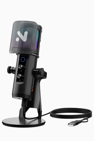 AM35U RGB Işıklı USB Kondansatör Mikrofon Pop Filtreli AI Gürültü Engelleyici